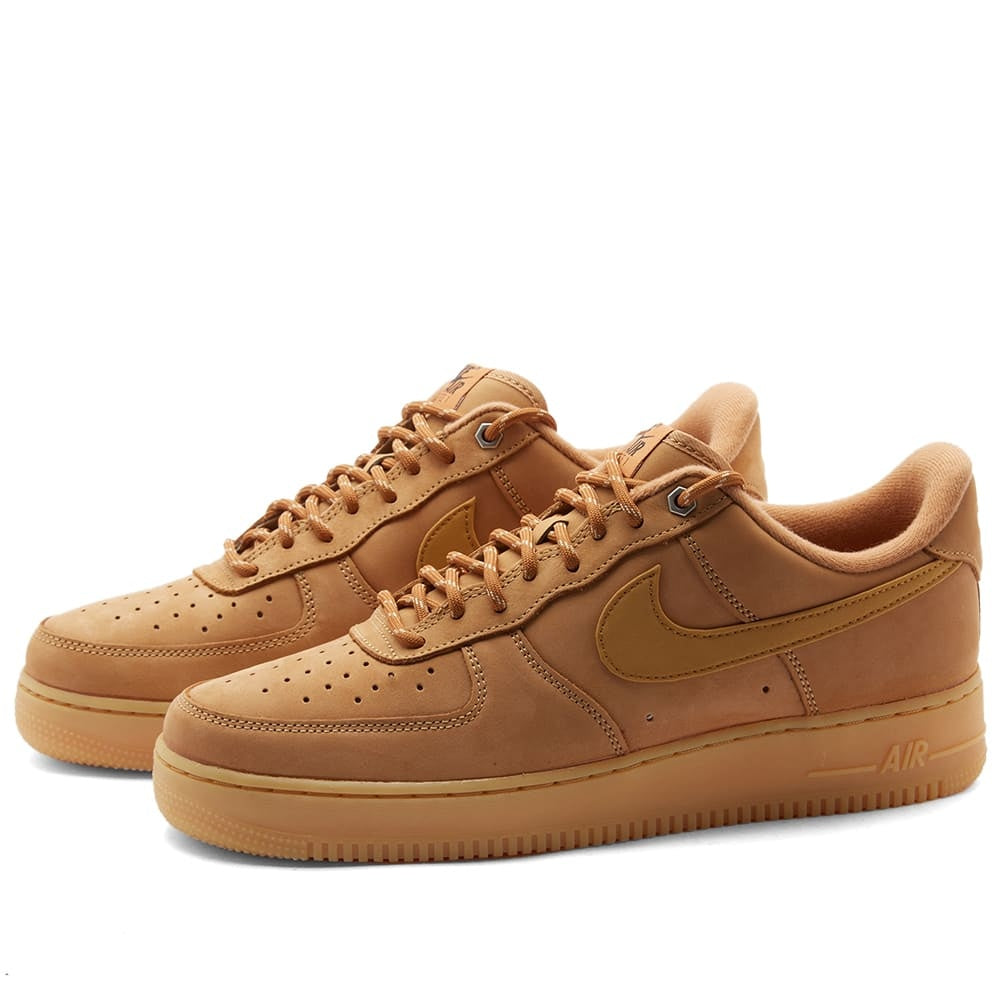 Nike Air Force 1 ’07 Flax Wheat Premium Nubuck Sneakers with Gum Sole