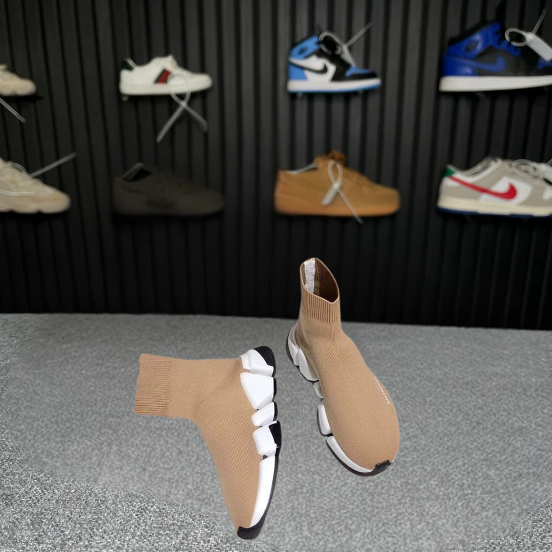 Light brown Balenciaga-inspired knit speed sneakers – ODI-ONE FASHION
