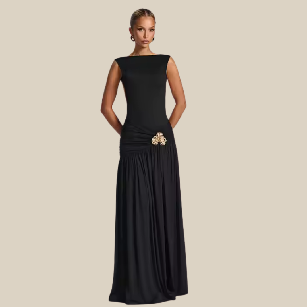 Model wearing plum brown flowy maxi skirt – Fae Flow by ODI-ONE FASHION