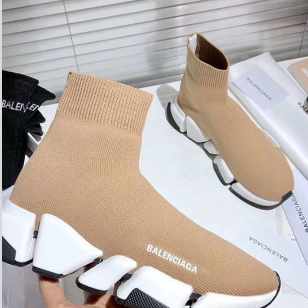 Light brown Balenciaga-inspired knit speed sneakers – ODI-ONE FASHION