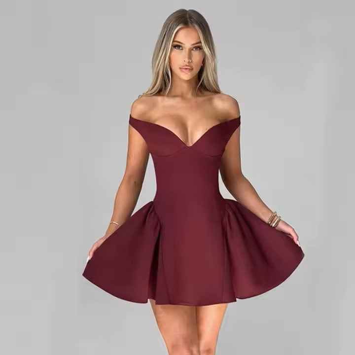 Unleash Your Elegance with the Zaria Wine Flame Mini Dress
