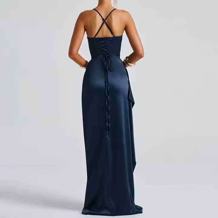 Stunning Royal Blue Satin Dress – Elevate Your Elegance