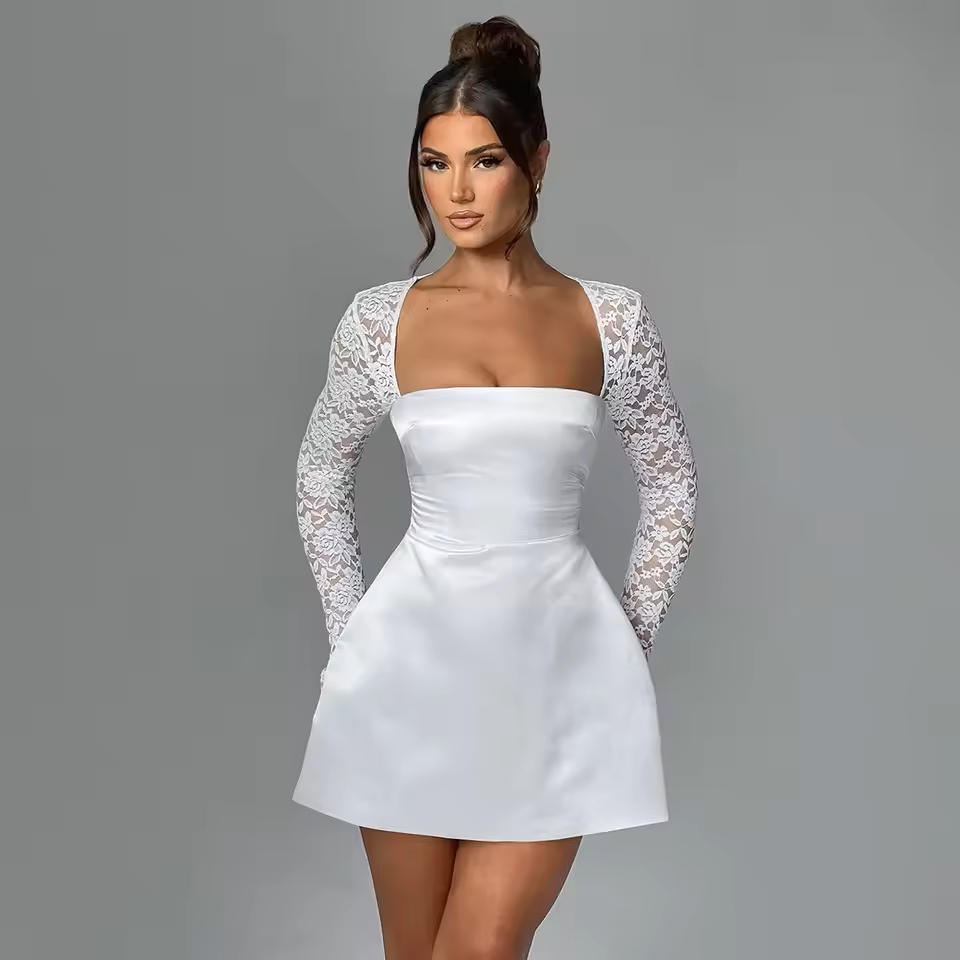 Isla Mini Dress – Elegant Ivory Mini Dress for Women