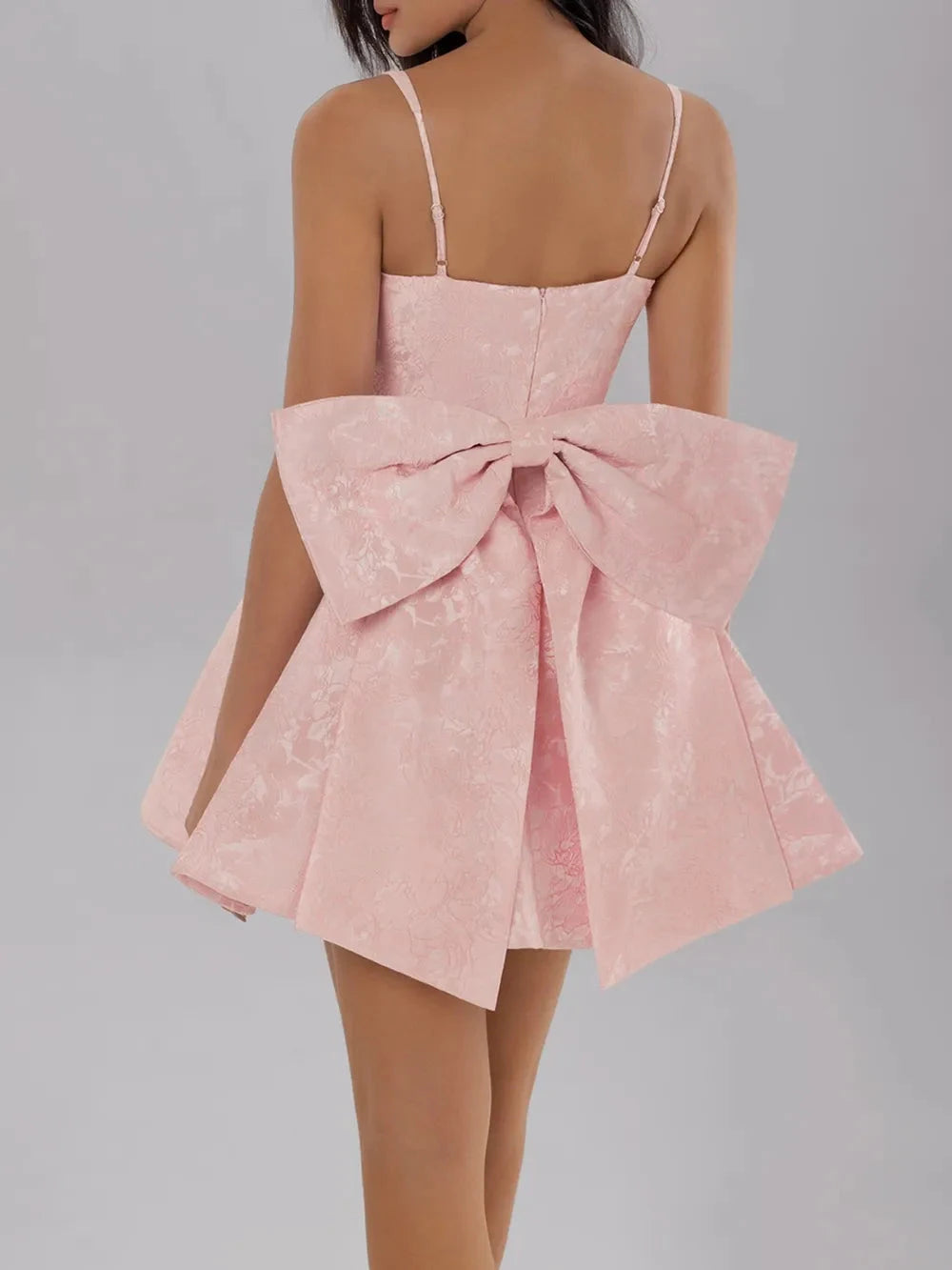 Back view of satin cami dress with sleek fit Glam Satin Cami