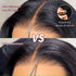 Front view of ODIONE INVISIWAVE 13x4 lace frontal body wave wig on model – natural hairline with Invisiknots