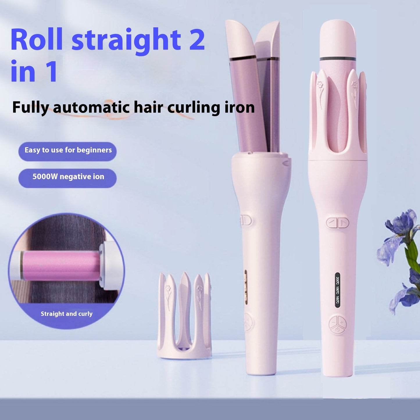 "2-in-1 Auto Hair Curler & Straightener – Fast-Heating Ceramic, Frizz-Free Styling"