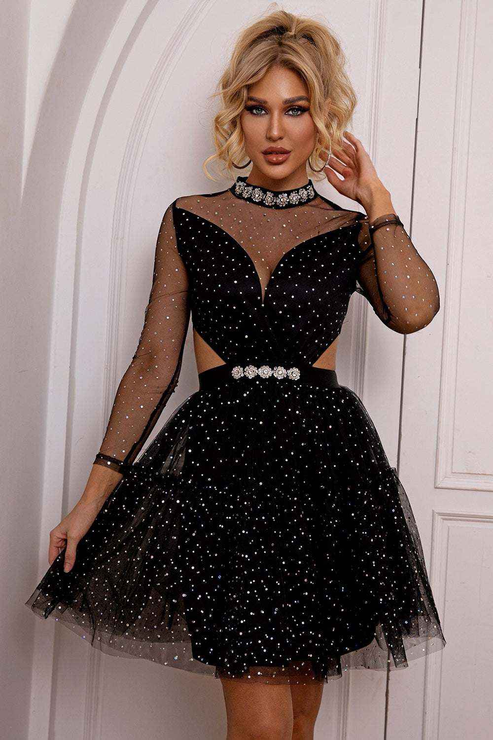Elevate Your Style with the Elegant Cutout Mesh Dress