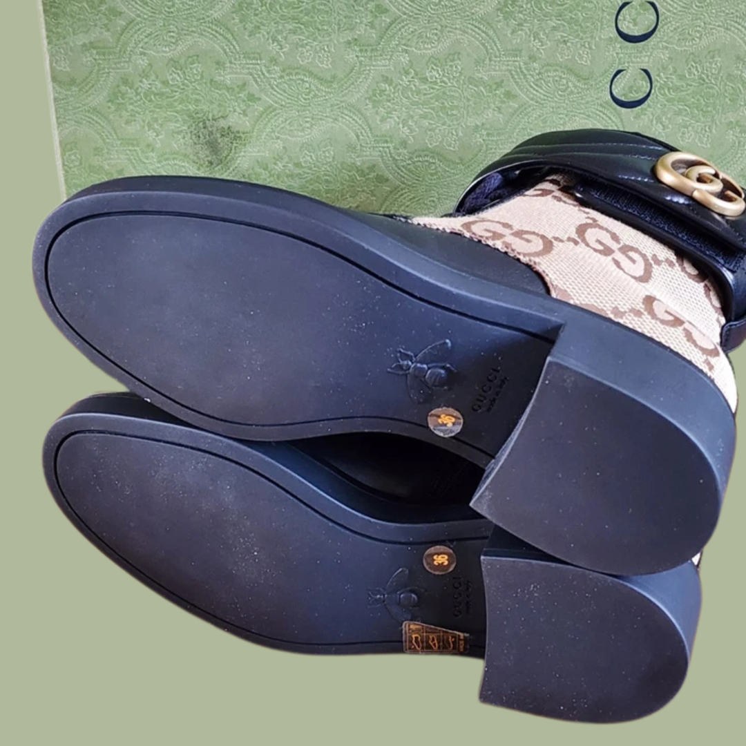 Gucci Macro GG Combat Boots Black Ebony – Authentic Designer Luxury Footwear
