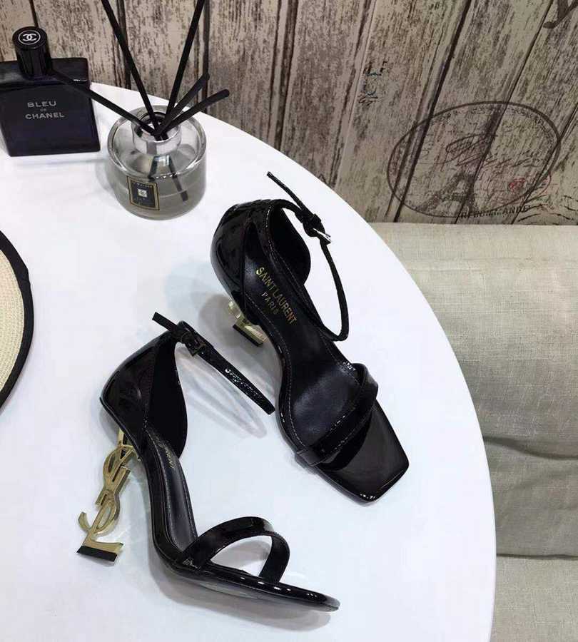 Saint Laurent Opyum Sandals Women's Patent Leather Iconic YSL Heel – Luxury Designer Heels

