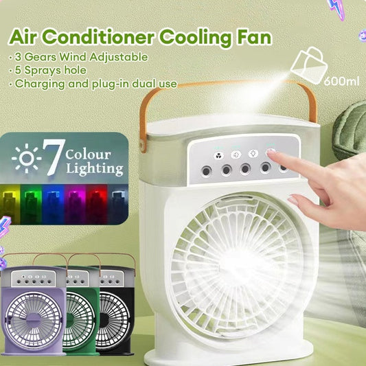 "UltraCool™ 5-Spray USB Air Conditioner & Humidifier – 7-Color LED, 600ML Tank"