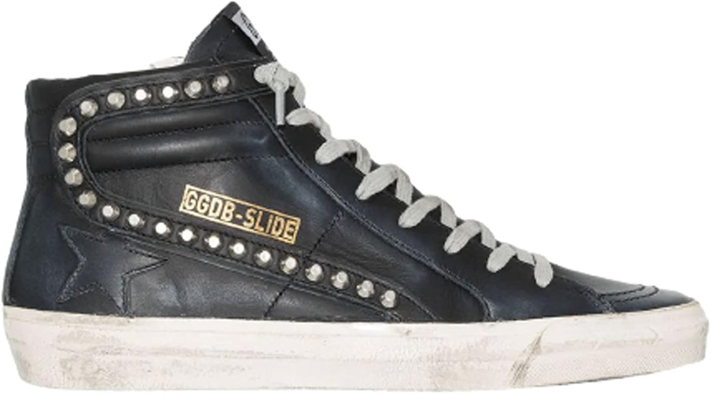 GOLDEN GOOSE SLIDE CLASSIC LEATHER UPPER STUDS WOMENS DISTRESSED SNEAKERS