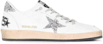 GOLDEN GOOSE WOMEN'S FASHION DISTRESSED SNEAKERS - ITALIAN NAPPA LEATHER BALL DESIGN STAR LUXURY SHOES WHITE