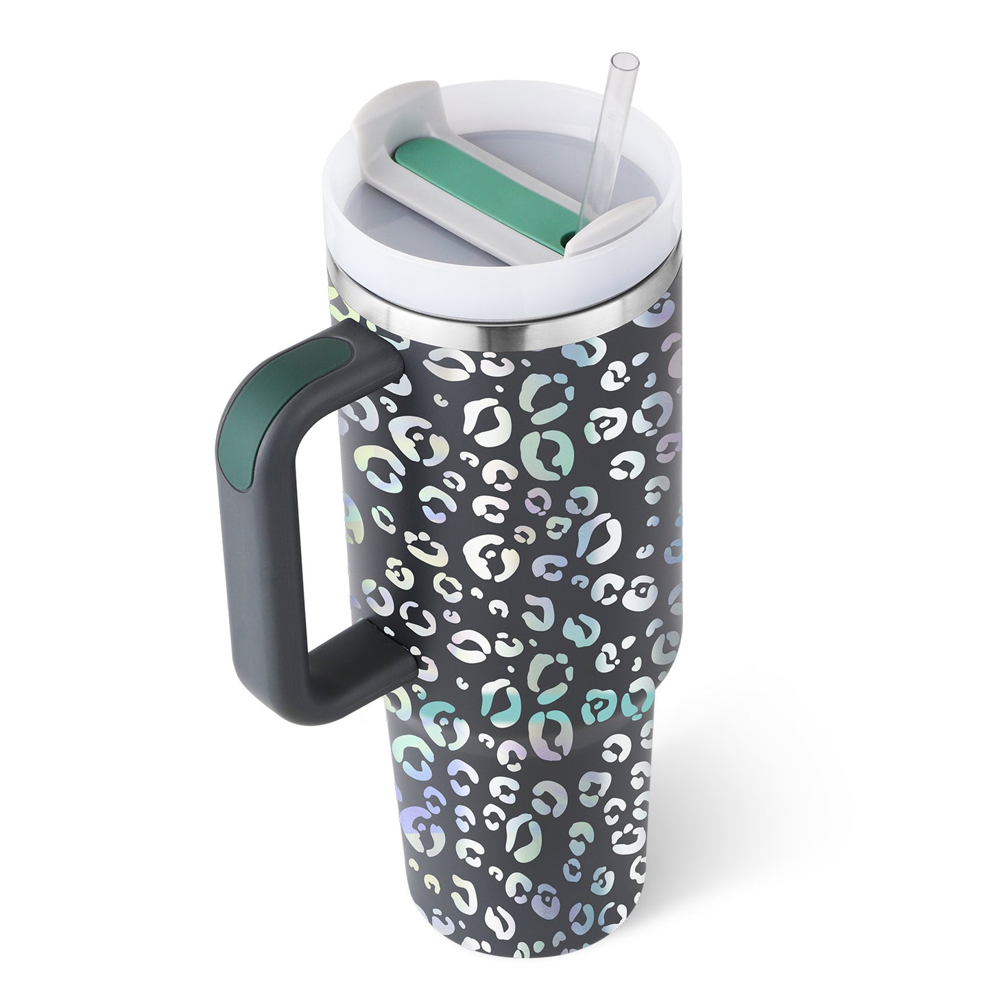 Valentine's Special: 40oz Insulated Stainless Steel Tumbler – Spill-Proof Travel Mug with Handle & Straw