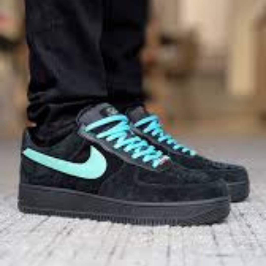 alt="Nike Air Force 1 Low Tiffany &amp; Co. 1837 Black Blue DZ1382-001 Sneakers Side View"
alt="Nike Air Force 1 Tiffany &amp; Co. Black Blue Limited Edition Luxury Sneakers"
alt="Nike Tiffany Air Force 1 1837 Black Blue Premium Suede Leather Design"
alt="Nike Air Force 1 Tiffany &amp; Co. Sneakers with Tiffany Blue Accents"
