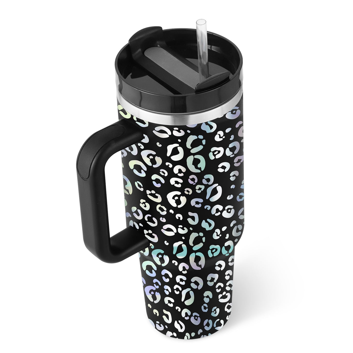 Valentine's Special: 40oz Insulated Stainless Steel Tumbler – Spill-Proof Travel Mug with Handle & Straw