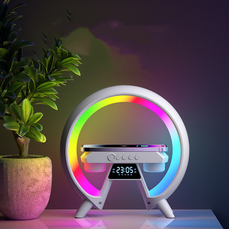 Colorful Bedside With Clock Light Wireless Charger