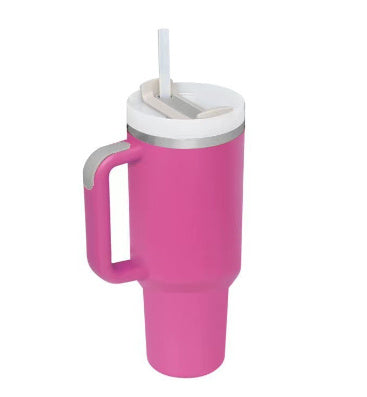 Valentine's Special: 40oz Insulated Stainless Steel Tumbler – Spill-Proof Travel Mug with Handle & Straw