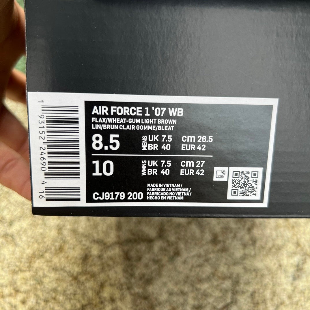 Nike Air Force 1 ’07 Flax Wheat Premium Nubuck Sneakers with Gum Sole
