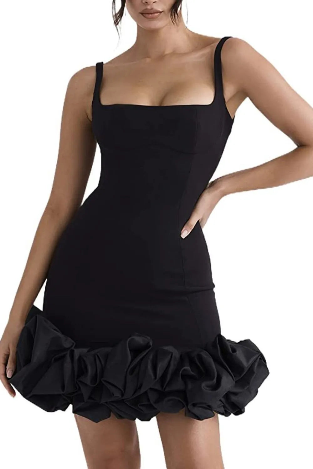 Elegant mini dress with sleeves and body-sculpting fit