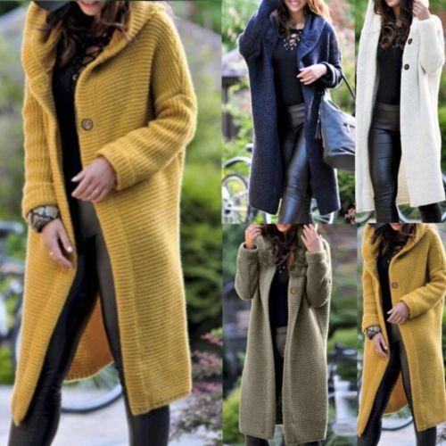 "Cozy Chunky Knit Hooded Cardigan – Oversized Sweater Jacket for Women"