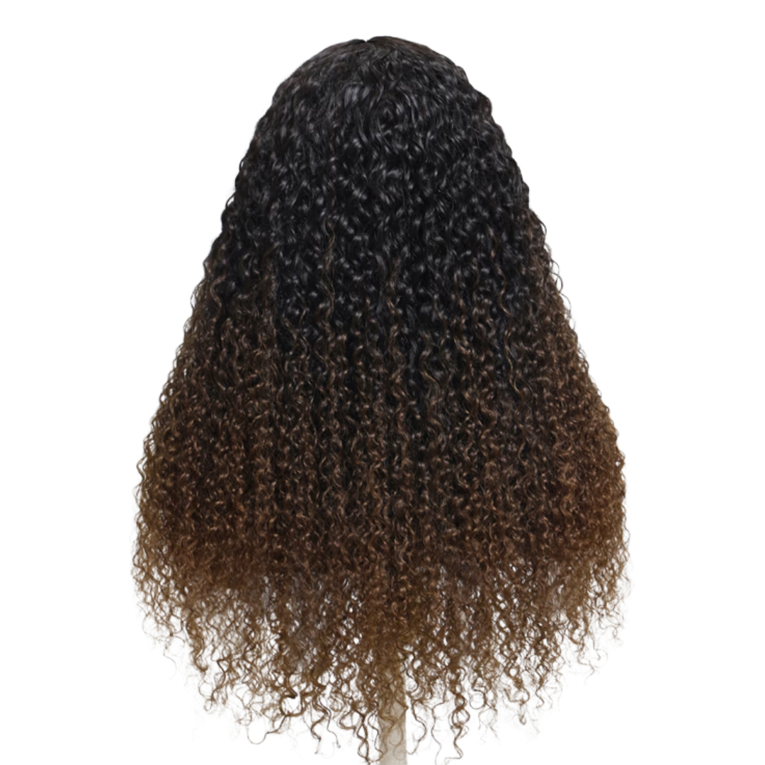 Bella Ombre Jerry Curly V Part Wig – Chestnut Brown Glueless Human Hair | ODI-ONE FASHION
