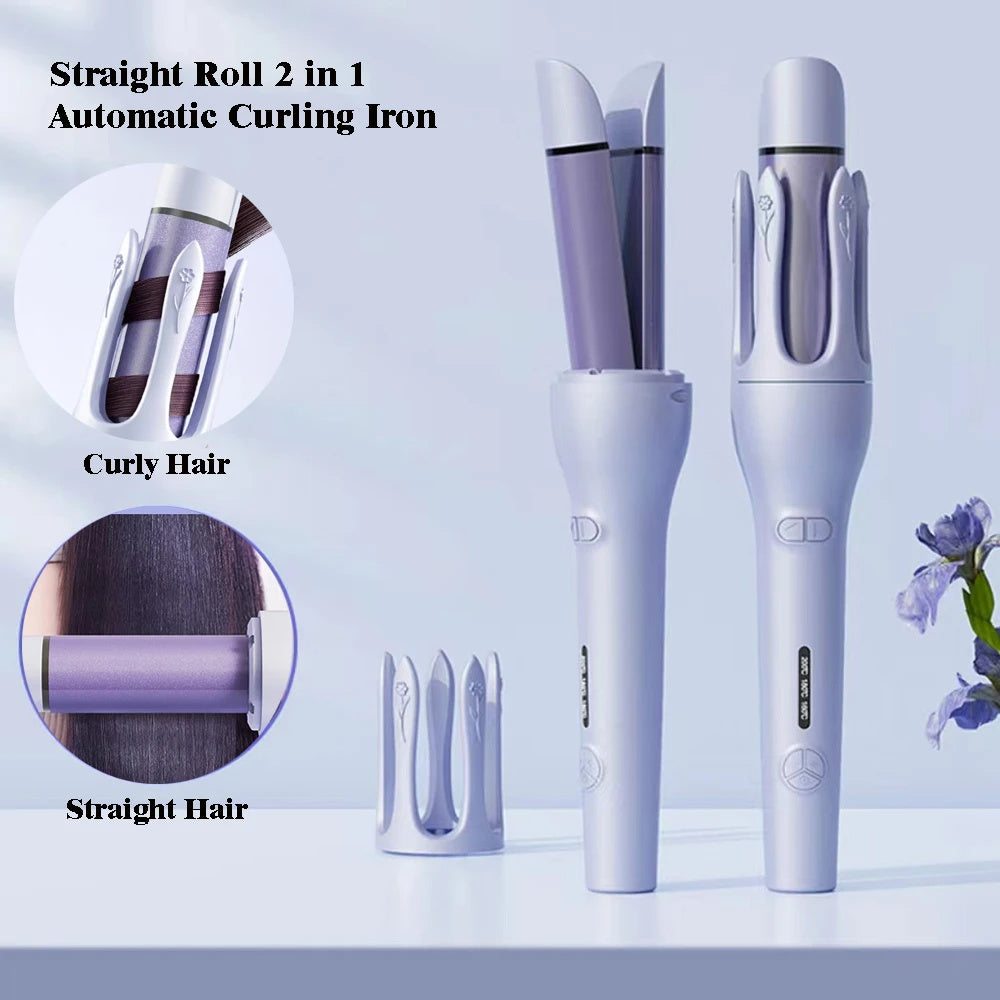 "2-in-1 Auto Hair Curler & Straightener – Fast-Heating Ceramic, Frizz-Free Styling"