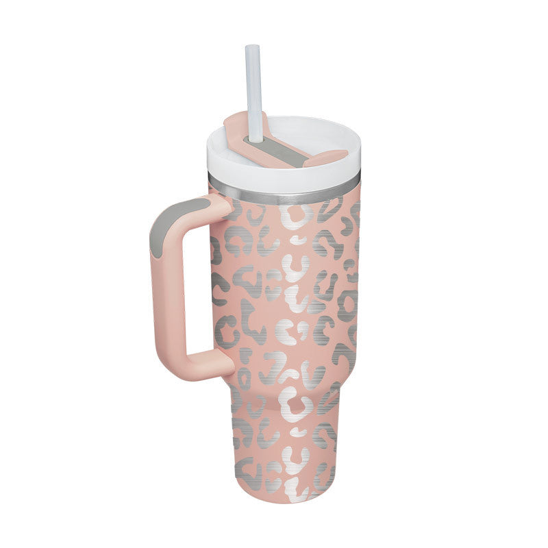 Valentine's Special: 40oz Insulated Stainless Steel Tumbler – Spill-Proof Travel Mug with Handle & Straw