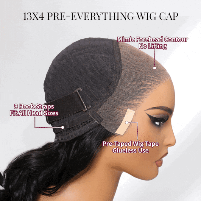 Side angle of ODIONE INVISIWAVE wig showing deep wave texture and seamless lace melt