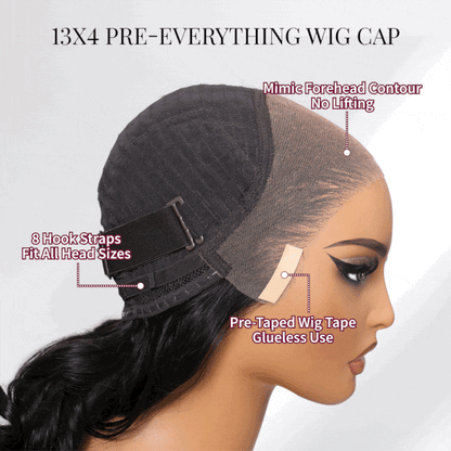 Side angle of ODIONE INVISIWAVE wig showing deep wave texture and seamless lace melt