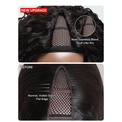 Bella Ombre Jerry Curly V Part Wig – Chestnut Brown Glueless Human Hair | ODI-ONE FASHION
