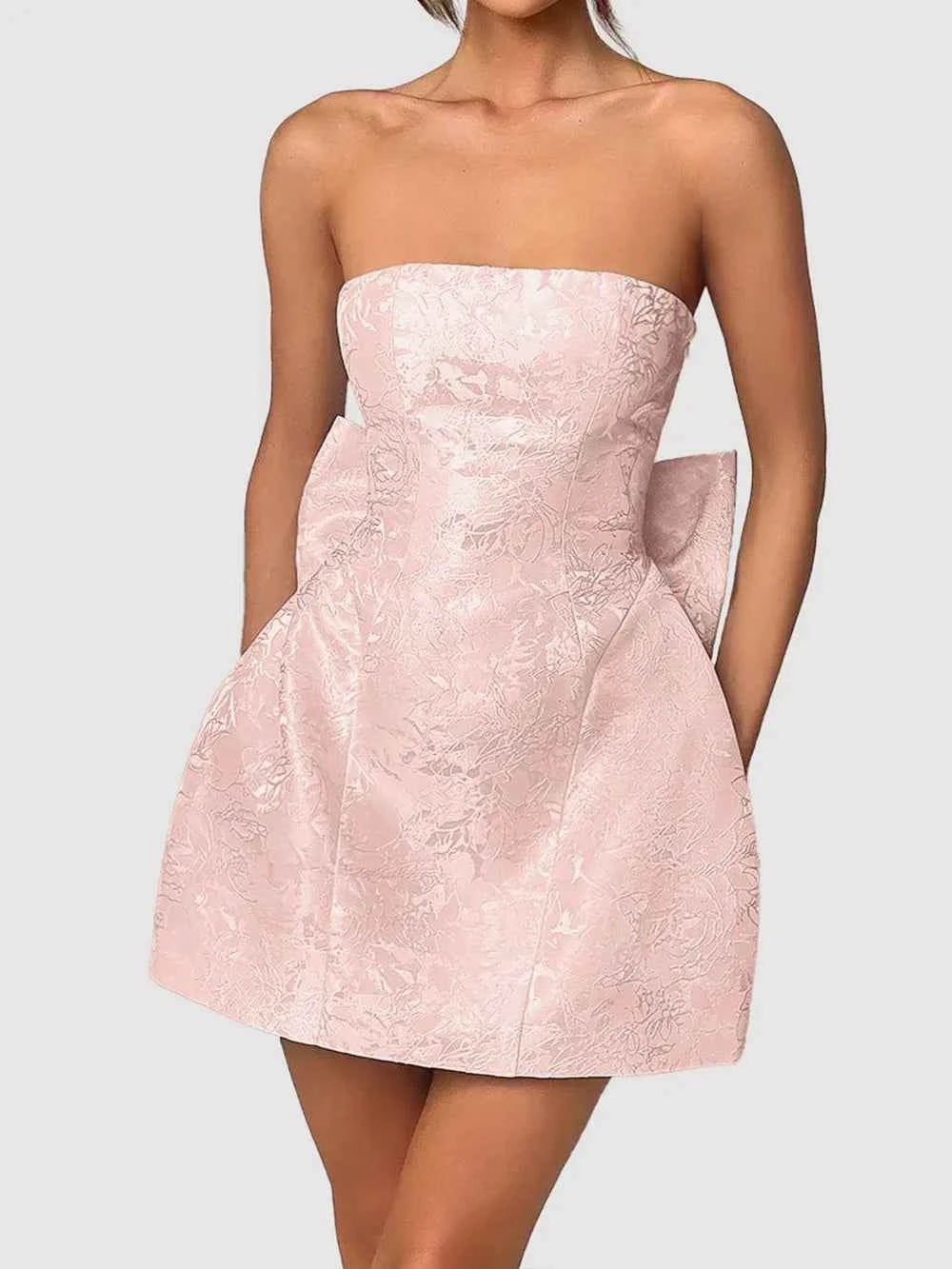 Chic Bow Mini Satin Dress – Elevate Your Elegance with Effortless Charm