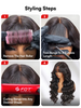 Step-by-step guide on styling hair with a hair roller and FBT tool.