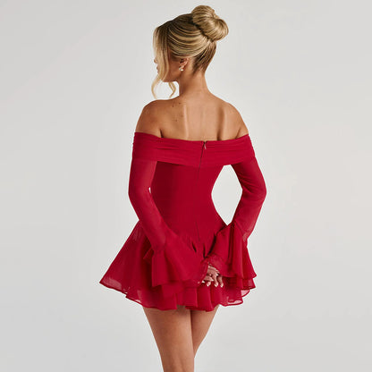 Back view of Rhea Red with zipper detail  