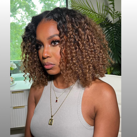 Bella Ombre Jerry Curly V Part Wig – Chestnut Brown