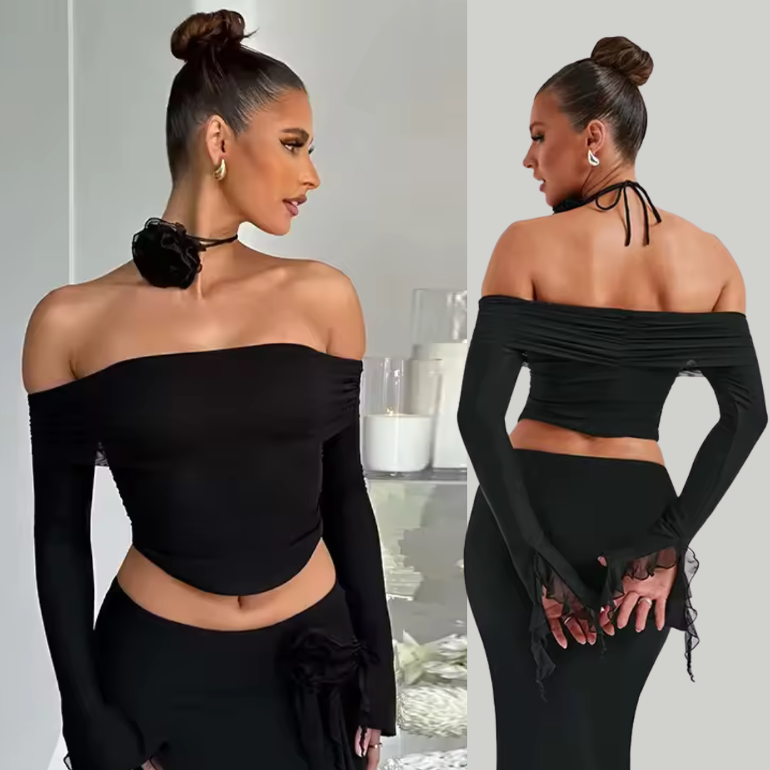 Glamour Mesh Two-Piece Set – Sexy Crop Top &amp; Bodycon Skirt Party Outfit by ODI-ONE FASHION
