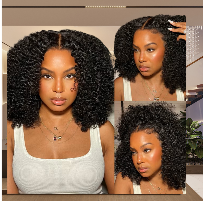 "Glueless 13x4 Kinky Curly Lace Wig - Pre-Cut, Invisible Knots, Natural Look"