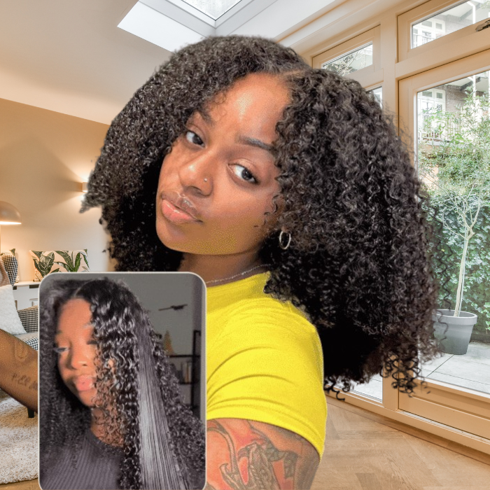 "Glueless 13x4 Kinky Curly Lace Wig - Pre-Cut, Invisible Knots, Natural Look"