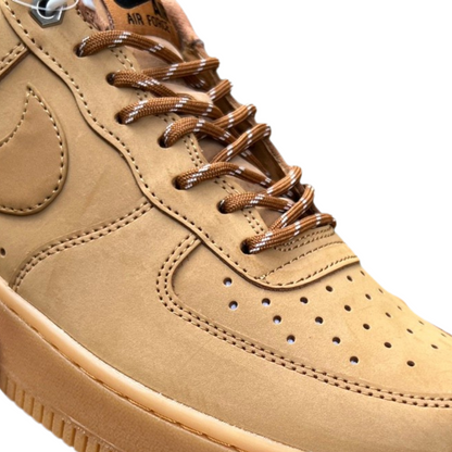 Nike Air Force 1 ’07 Flax Wheat Premium Nubuck Sneakers with Gum Sole
