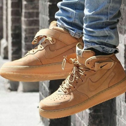 Nike Air Force 1 '07 PRM QS Mid Flax sneakers side view  