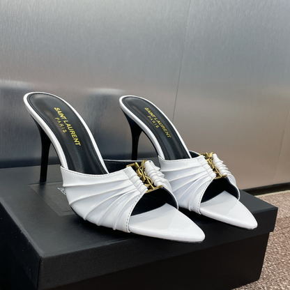 Saint Laurent Babylone Mule Sandals – Front View