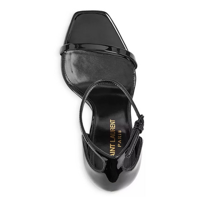 Saint Laurent Opyum Sandals Women's Patent Leather Iconic YSL Heel – Luxury Designer Heels
