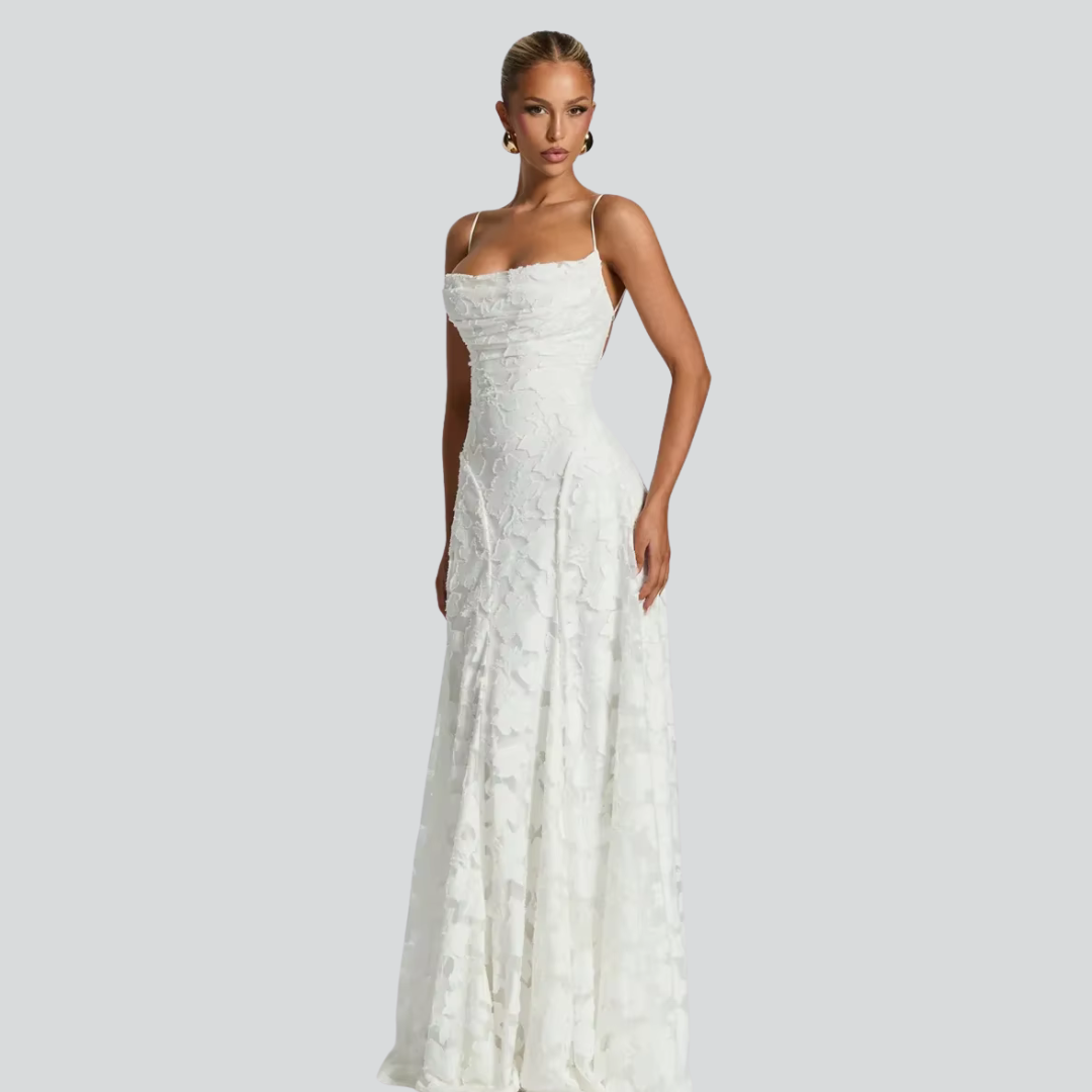 Aurelia Ivory Maxi Dress – Elegant Sleeveless Evening Gown for Women
