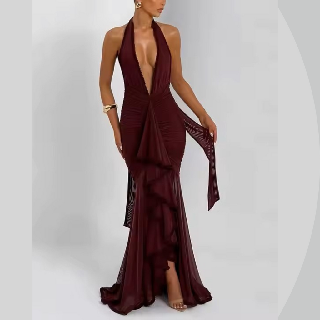 Lucia Luxe Maxi Dress – Front View Elegant Fit  