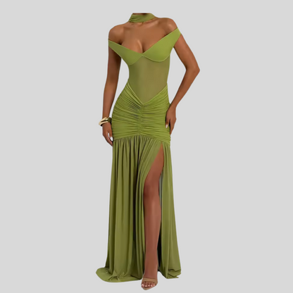 Selene Maxi Dress in Olive – Elegant Backless Summer Dress for Women