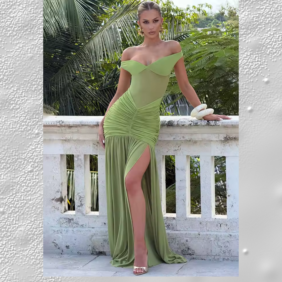 Selene Maxi Dress in Olive – Elegant Backless Summer Dress for Women