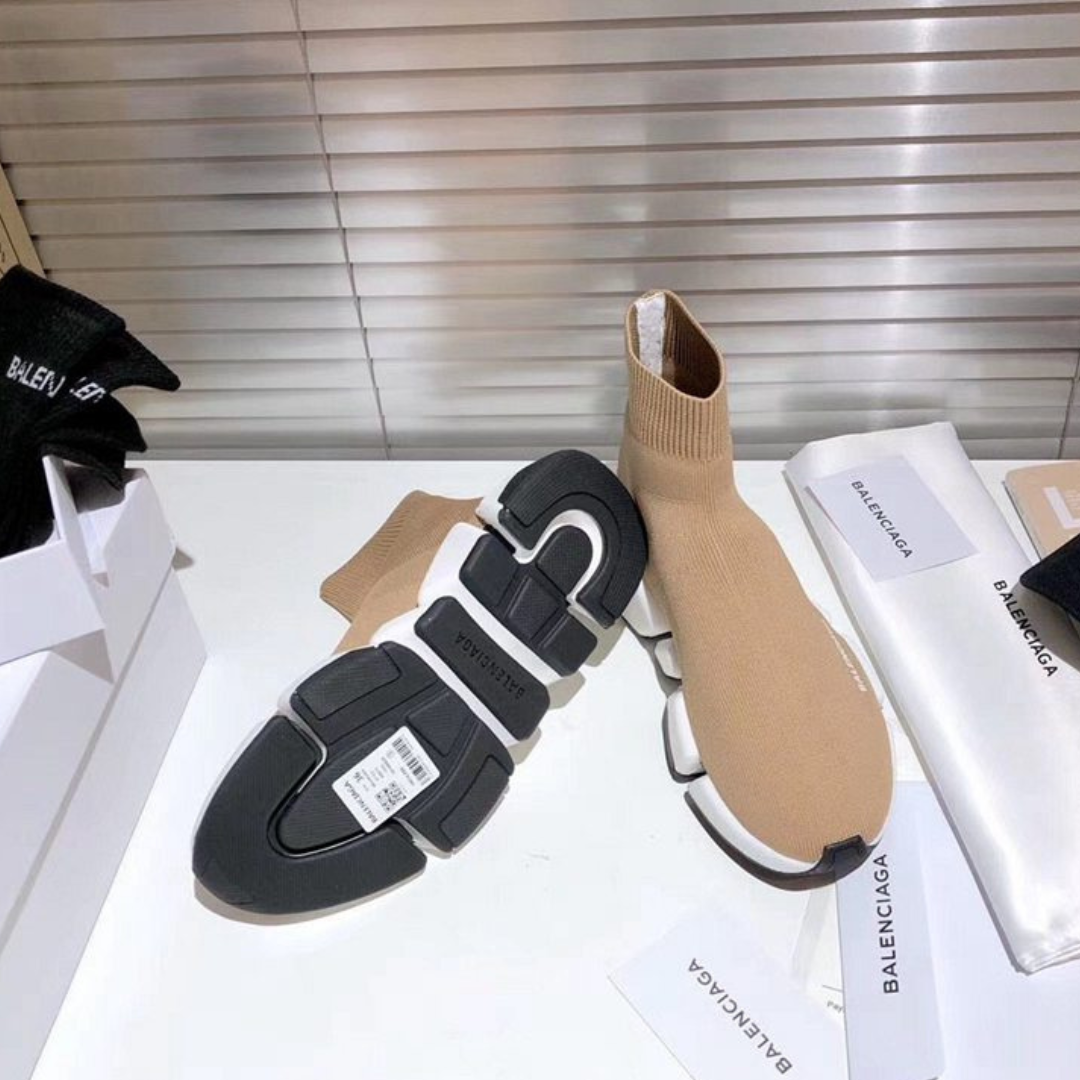 Light brown Balenciaga-inspired knit speed sneakers – ODI-ONE FASHION