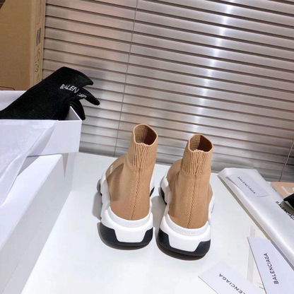 Light brown Balenciaga-inspired knit speed sneakers – ODI-ONE FASHION
