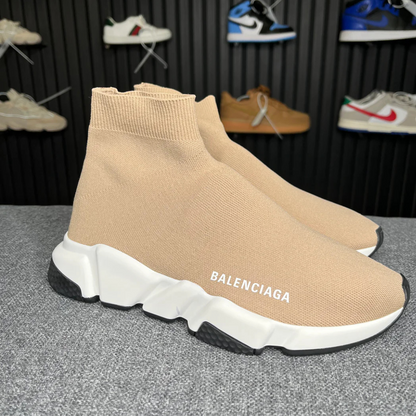 Light brown Balenciaga-inspired knit speed sneakers – ODI-ONE FASHION
