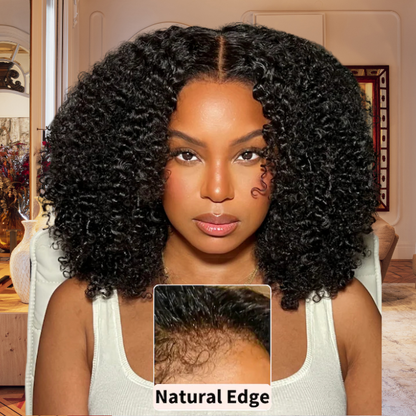 "Glueless 13x4 Kinky Curly Lace Wig - Pre-Cut, Invisible Knots, Natural Look"