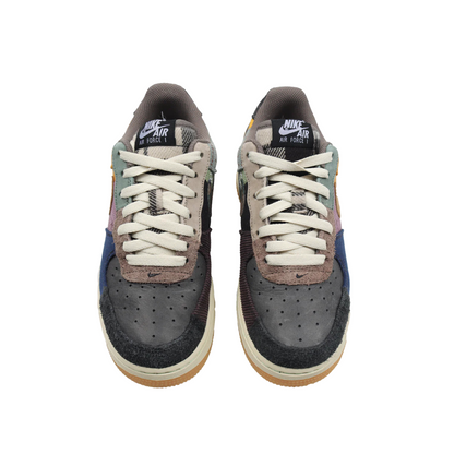 Nike Air Force 1 Low Travis Scott Cactus Jack sneaker side view  
Nike Air Force 1 Low Travis Scott Cactus Jack limited edition shoe top view  
Nike Air Force 1 Low Travis Scott Cactus Jack collab sneaker back view  
Nike Air Force 1 Low Travis Scott Cactus Jack sneakers with gum sole  
Travis Scott x Nike Air Force 1 Low Cactus Jack patchwork design
